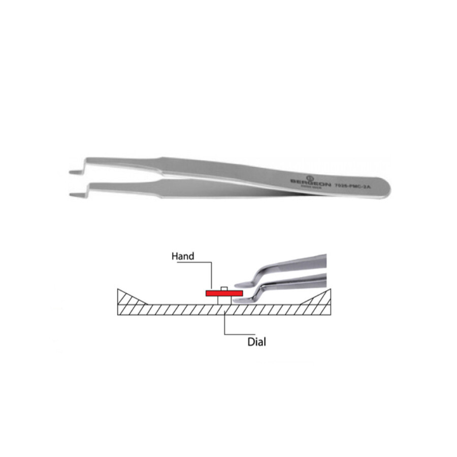Bergeon 7026-PMC-2A Angled Tweezer – Precision Tool for Chronograph Hand Instal