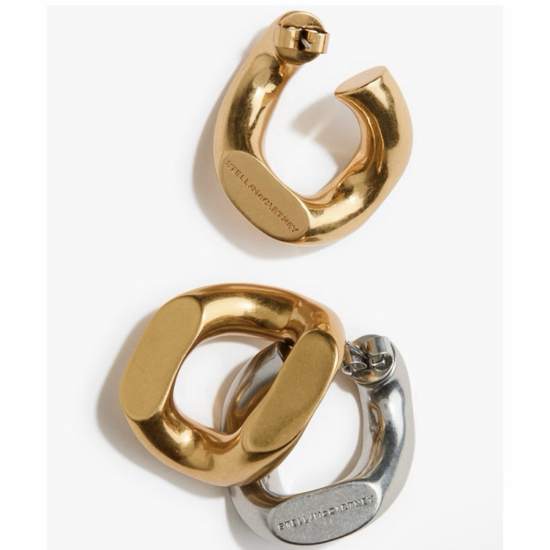Stella McCartney x H&M Mixed Metal Asymmetrical Chunky Chain Hoop Earrings NWT