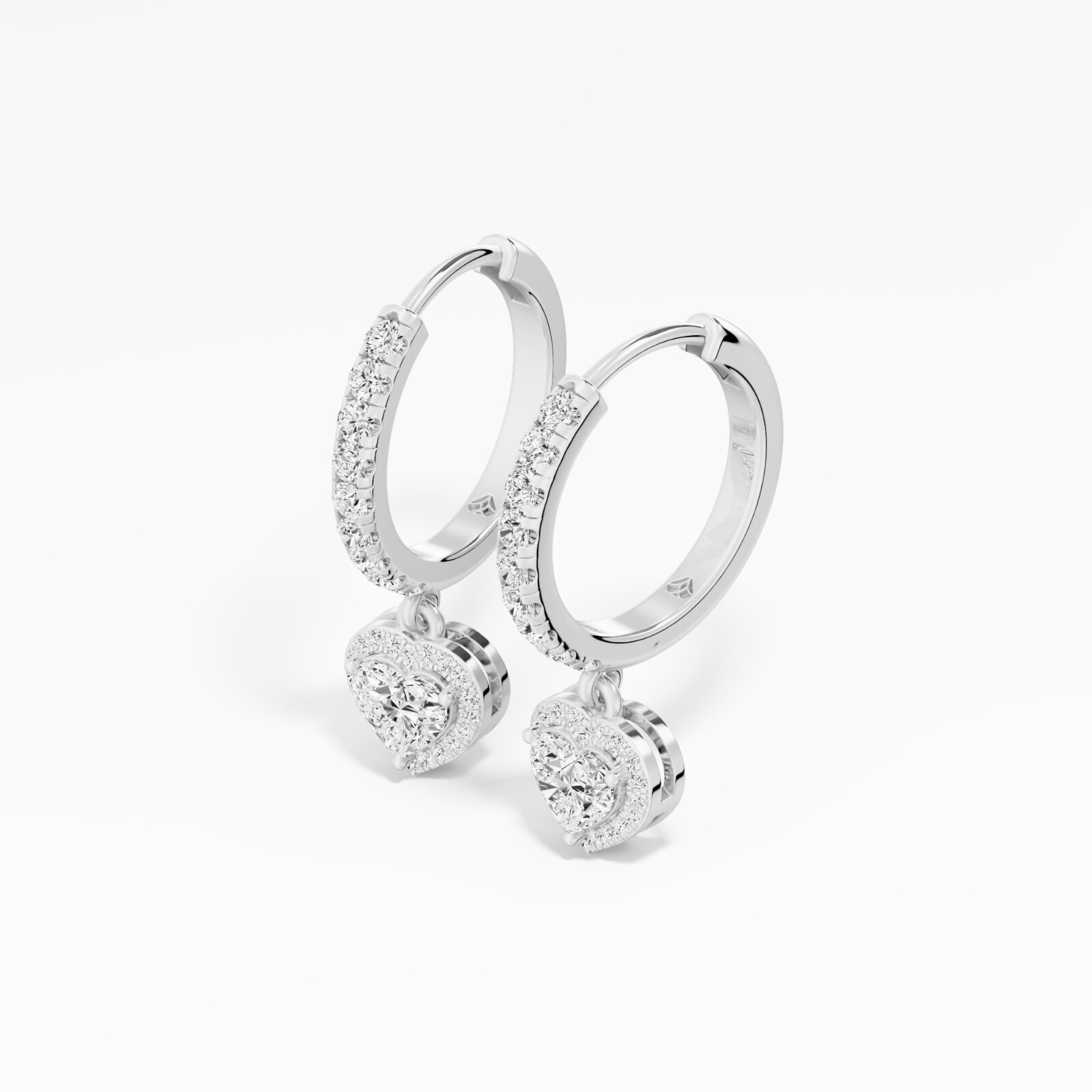 1.38 ct Lab Created Heart Diamond Hoops Earring in 14K White Gold for Women