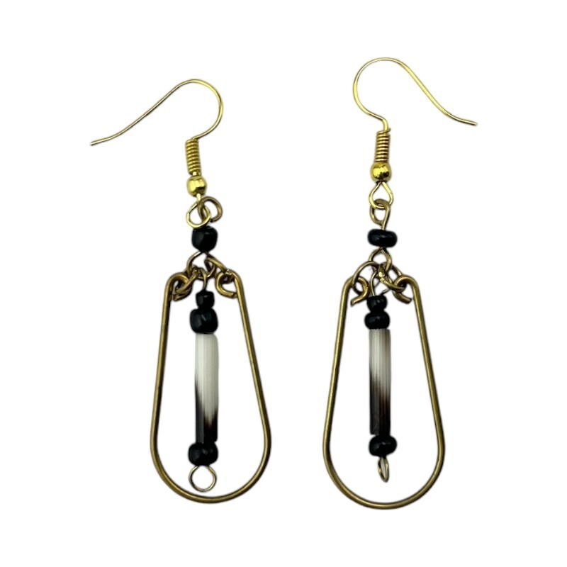 Africa Handmade Brass Porcupine Quill Earrings – Unique African Jewelry
