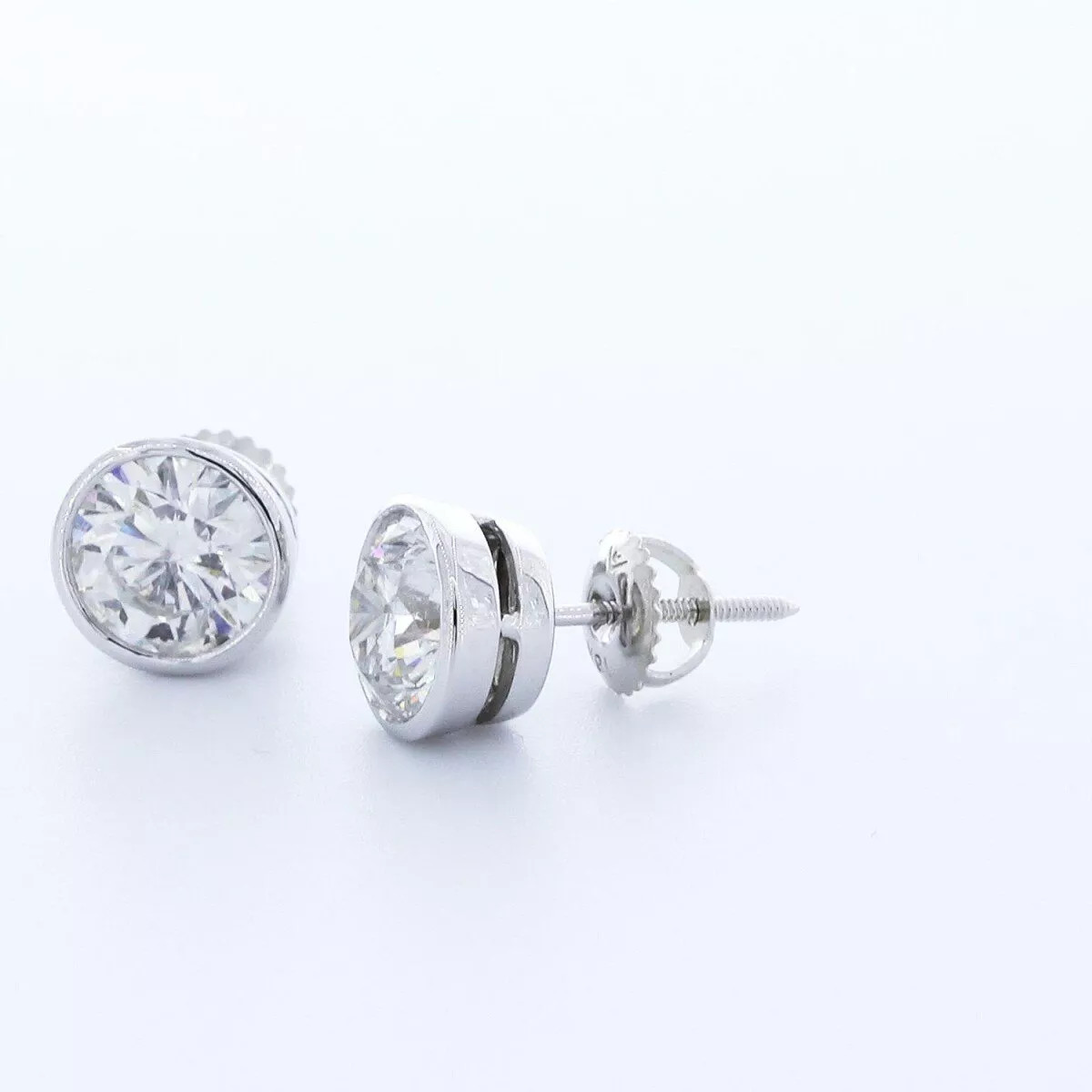 Stud Earrings 14K Gold Classic Bezel Set 3.25 Carat Round Natural Diamond G SI1