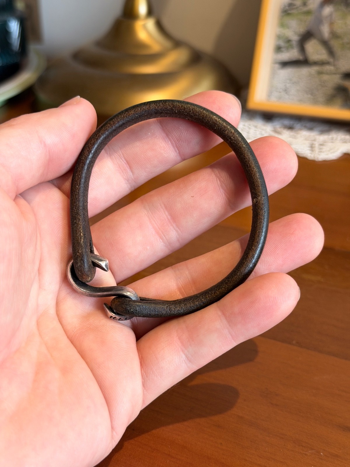 The FLAT HEAD LEATHER & SILVER BRACELET – INDIGO SINGLE WRAP Medium