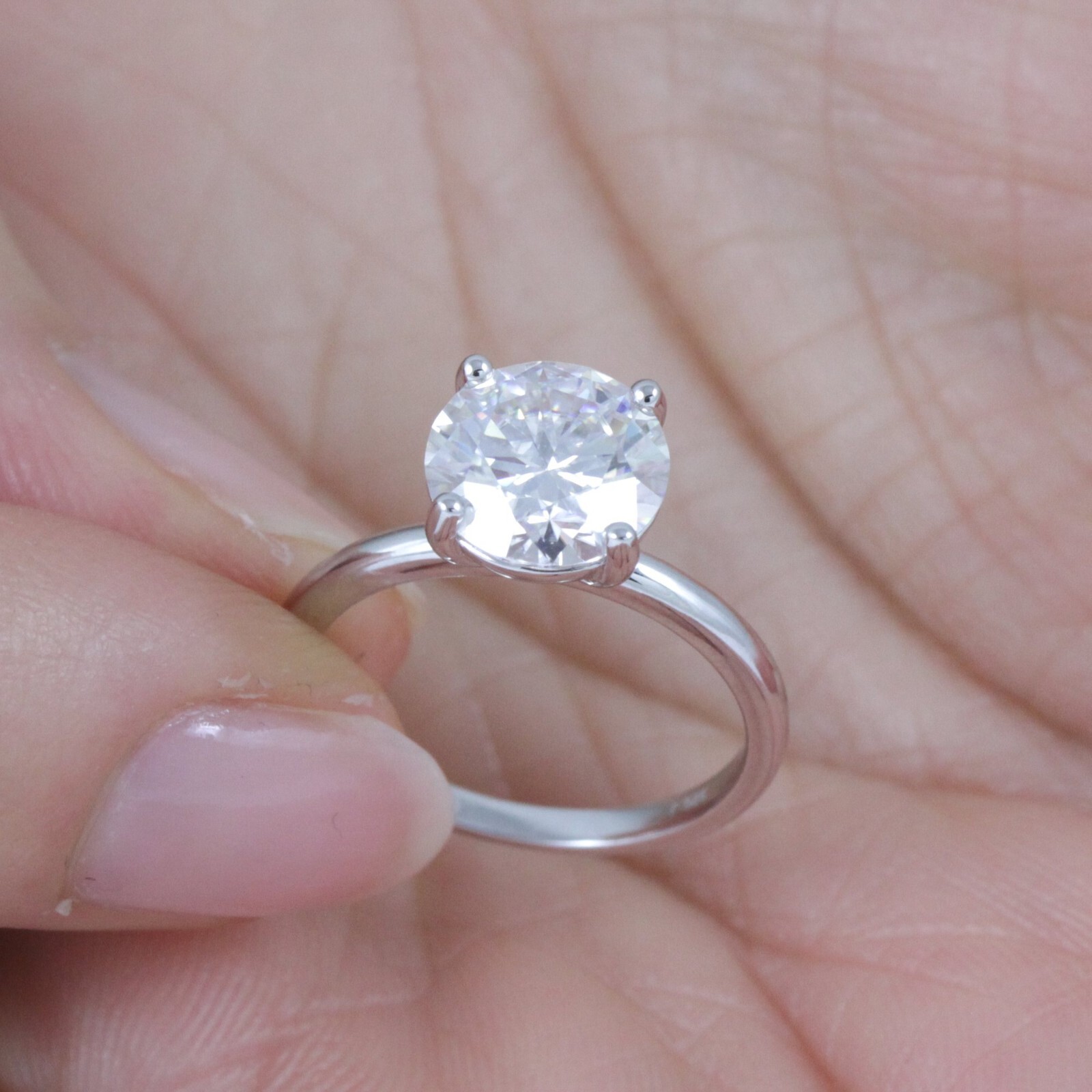 2.25ct Moissanite Solitaire 925 Sterling Silver Engagement Ring Sz 2.5-15 S10494