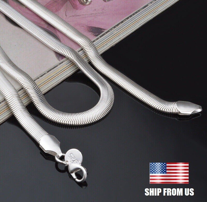 925 Sterling Solid Silver Men Women Jewelry Snake Chain 18- 24 Inch Necklace USA