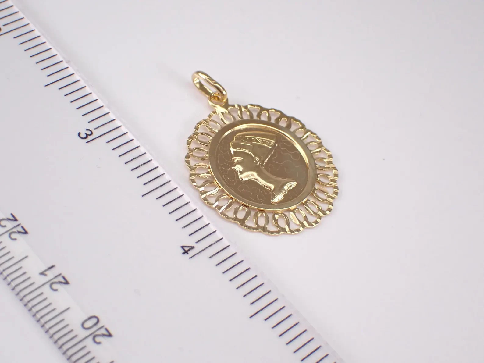 Nefertiti Charm No Stone Egyptian Cleopatra Pendant 14K Yellow Gold Plated.