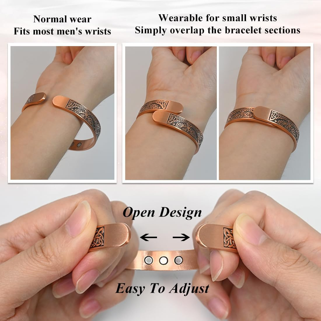 Copper Magnetic Bracelet & Ring Set for Women 99.9% Pure Copper, Strong Magnets