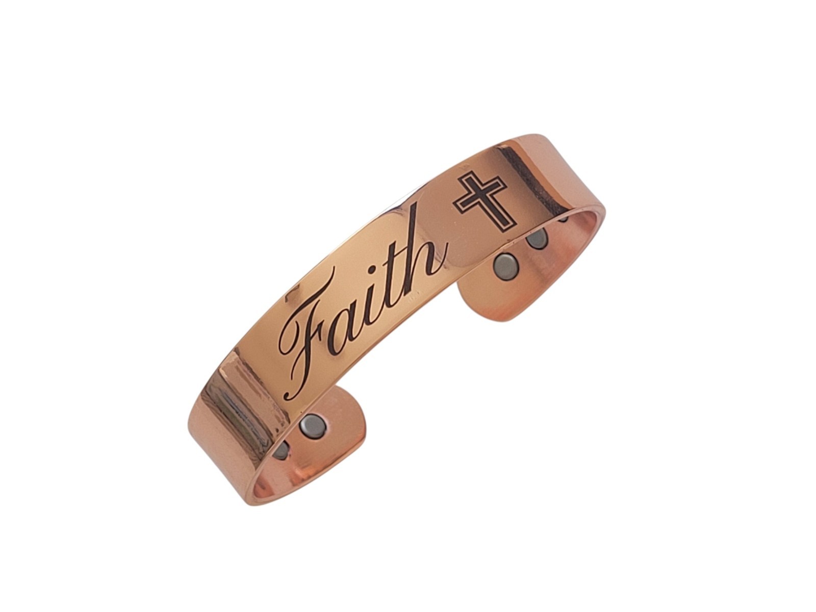 Pure Solid Copper Magnetic Bracelet Arthritis Pain Therapy 14mm Cuff Faith Cross