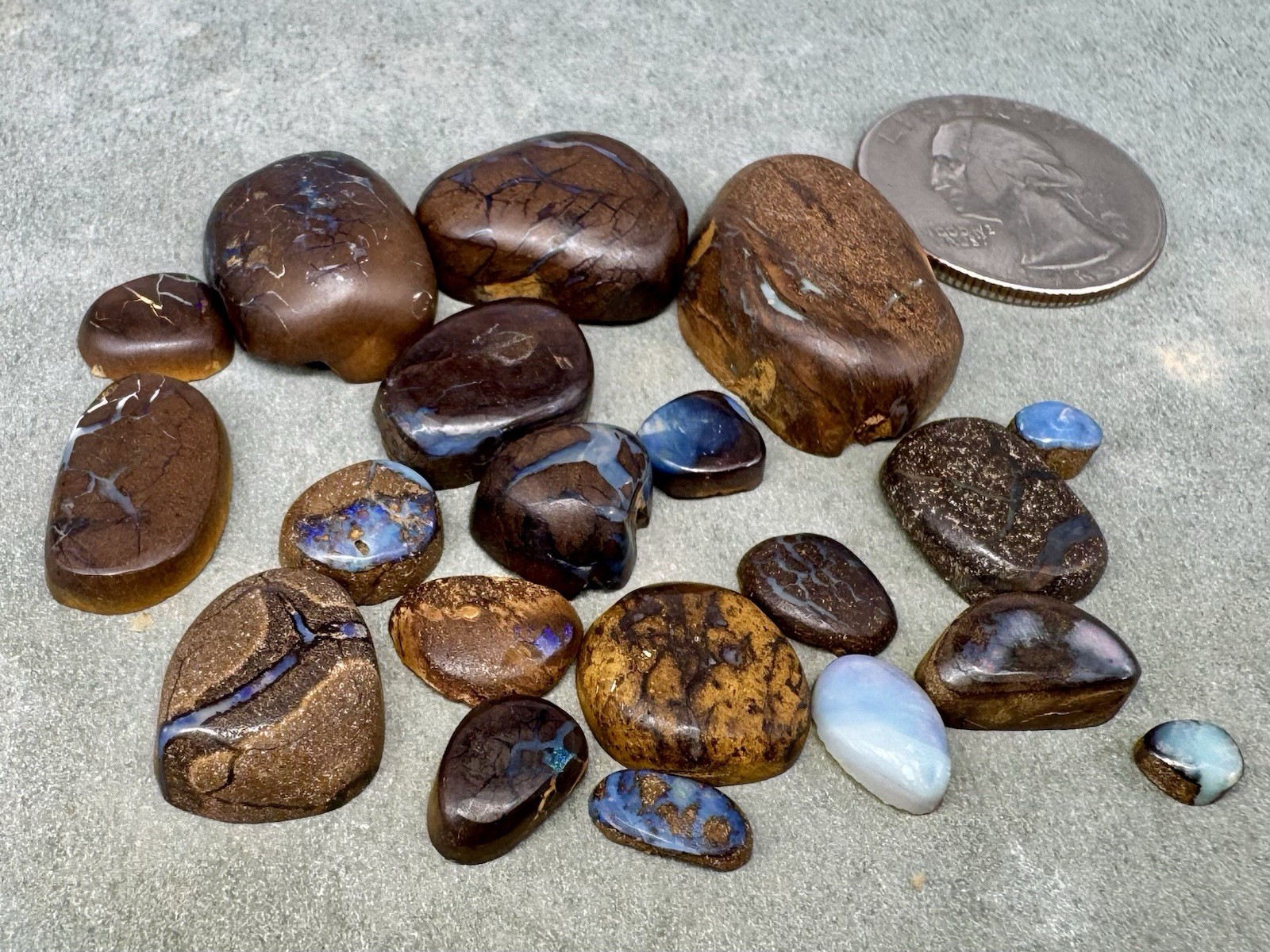 153ct Australian Boulder Opal Rub Parcel 20 Pieces Crystal Pattern Mixed Colors