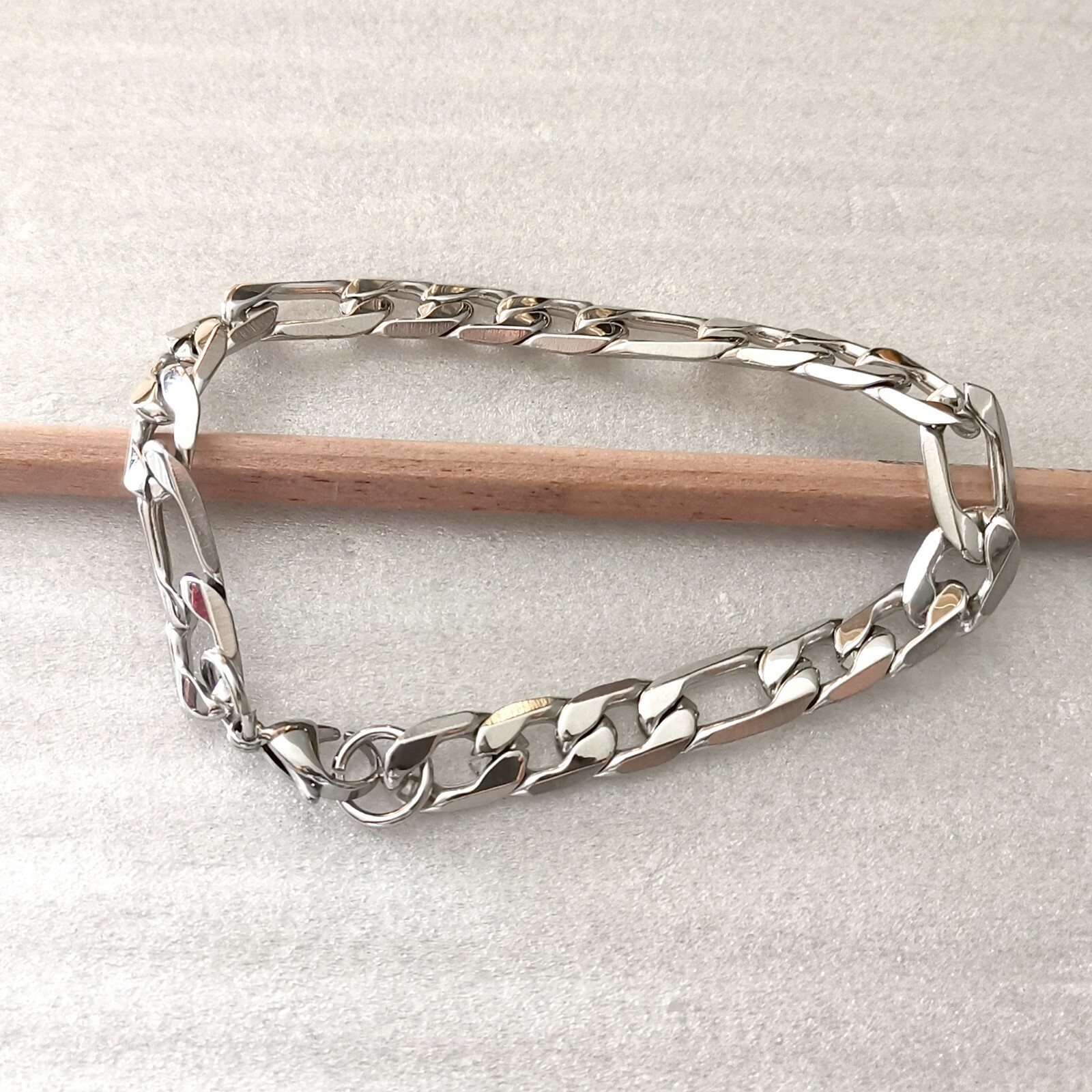 Polishing 9mm S.steel Figaro curb CHAIN Link Men’s Bracelet Necklace 7in–40in