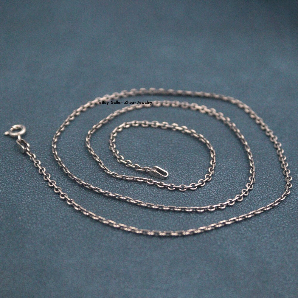 Real S925 Sterling Silver Chain 2mm Lucky O Link Necklace 3-4g 17.9inch