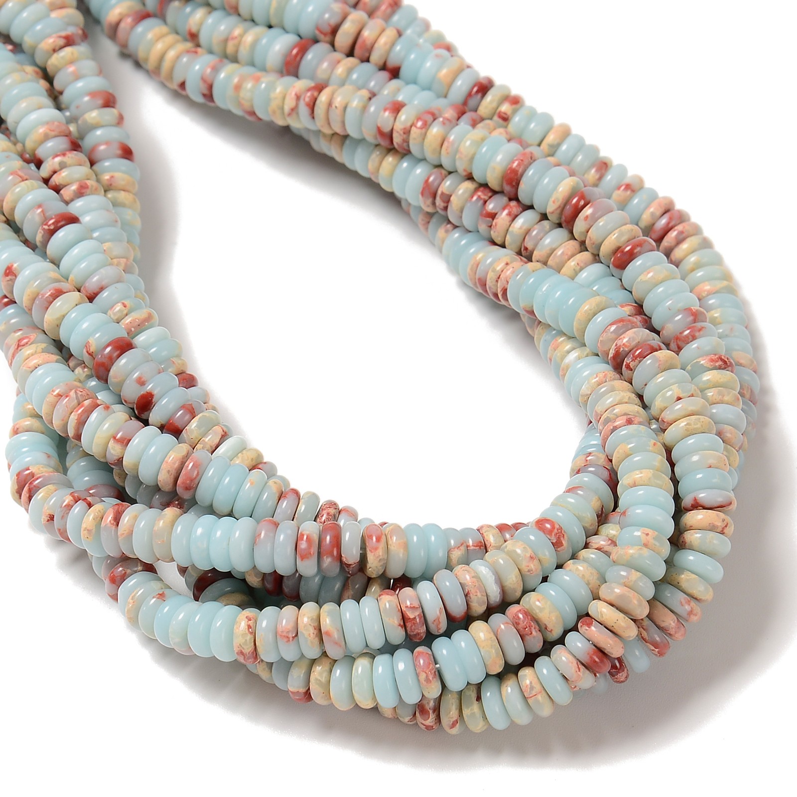 Light Blue Aqua Terra Jasper Smooth Rondelle Beads Size 2x6mm 15.5” Strand