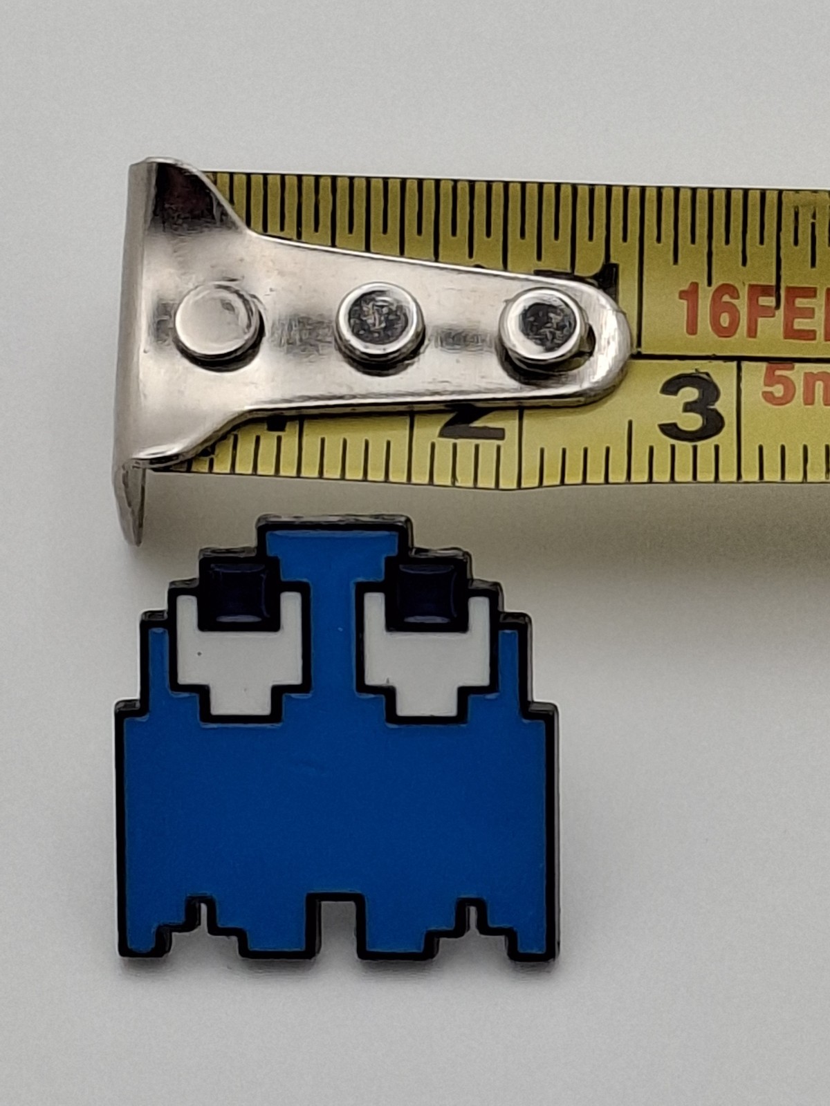Blue Ghost Pacman Enamel Lapel Pin Brooch