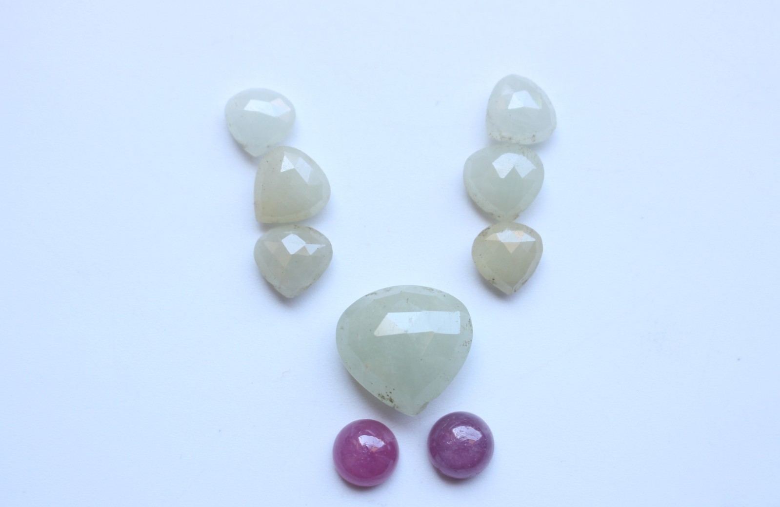 Ct.30.50 Natural Multi Sapphire & Ruby Rose Cut Faceted Cabochon Set Lot 7To13MM