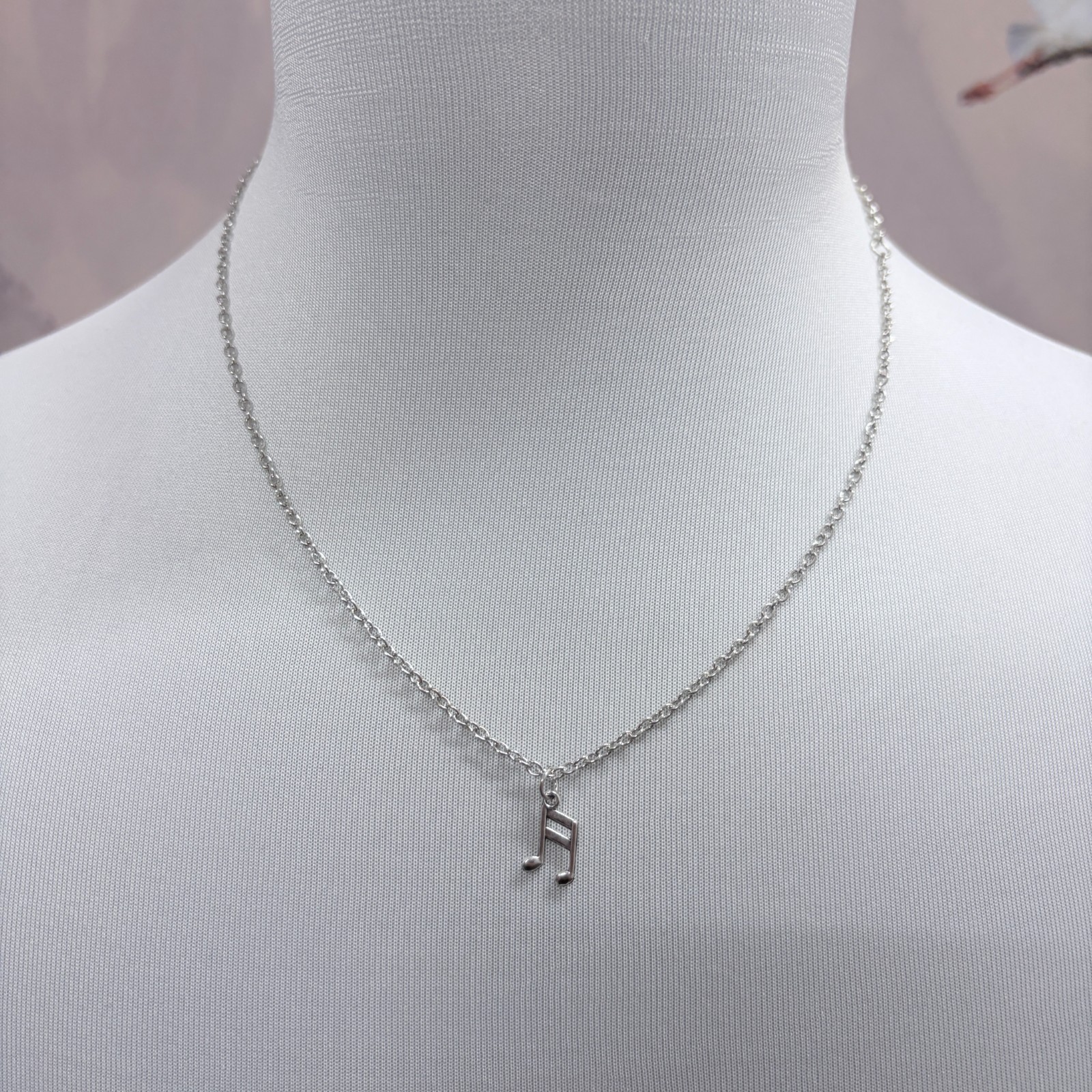 Silver Dainty Music Note Pendant Adjustable Necklace | 16″ + 2″ Extender