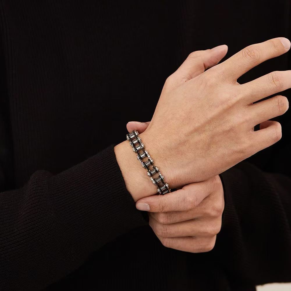 925 Sterling Silver Bracelet for Men Women, Bicycle Chain Style, 10mm/20cm
