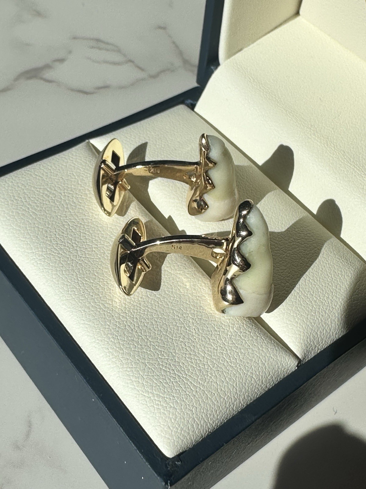 Tenenbaum Jewelers Custom Unique 14K Gold Real Teeth Cufflinks