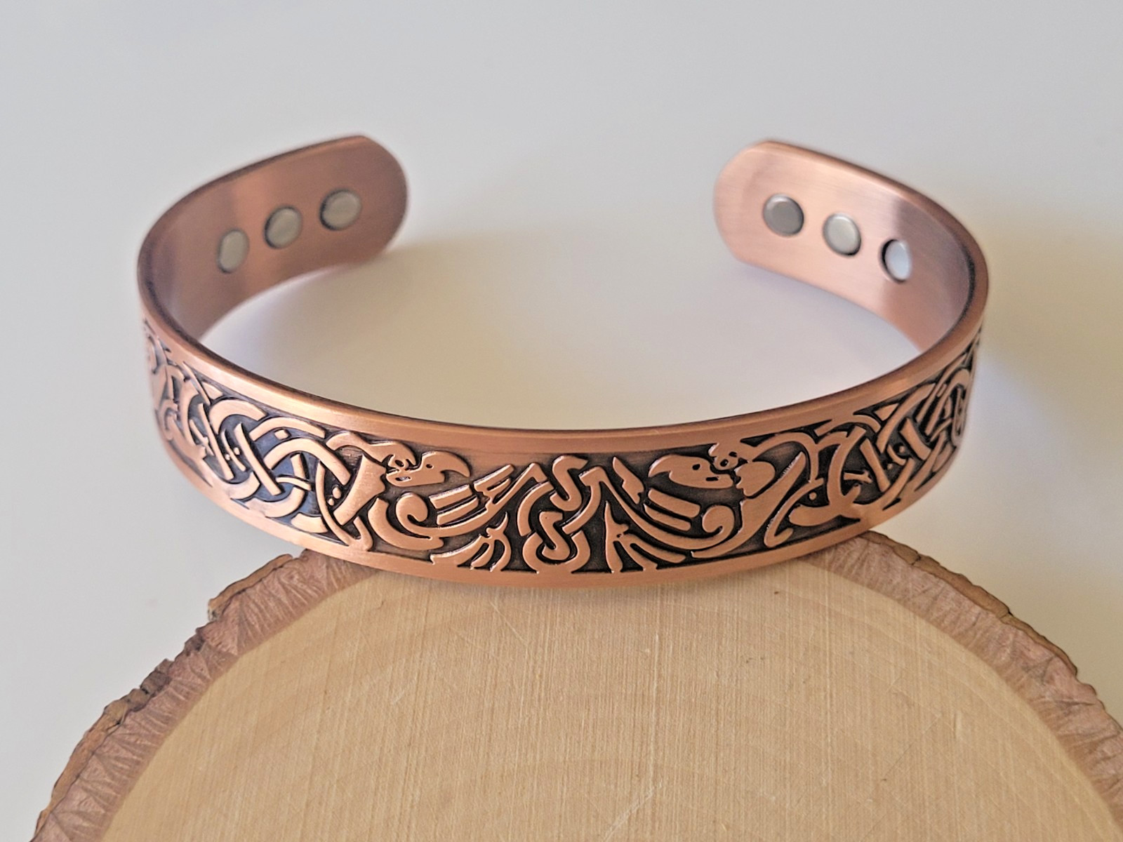 Pure Copper Magnetic Bracelet Arthritis Pain Therapy Healing Cuff Celtic Phoenix