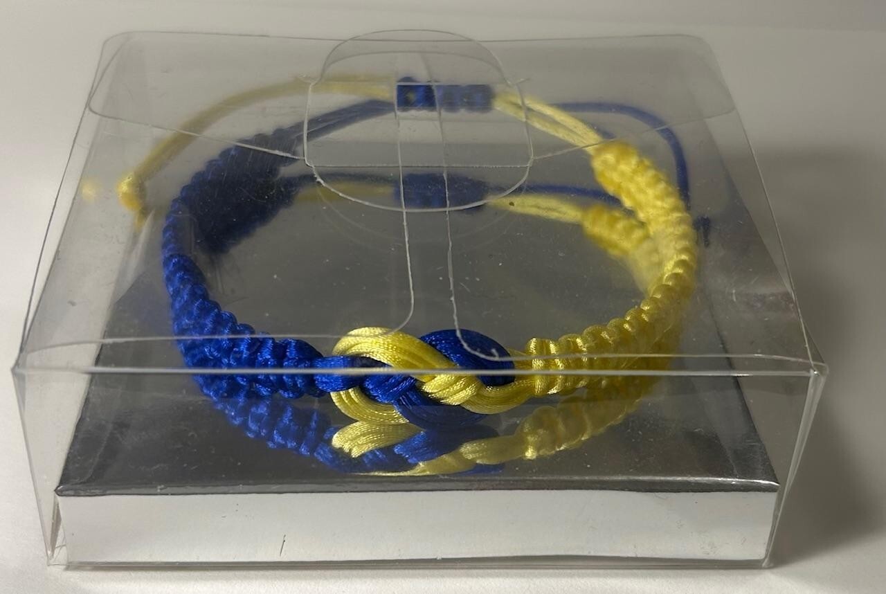 Stand with Ukraine adjustable Bracelet, Blue and yellow bracelet. 90% will donat