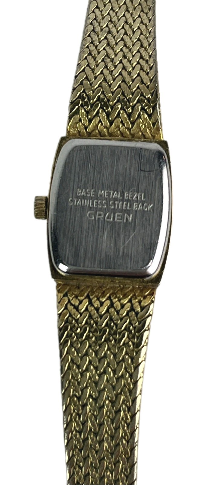 Gruen Precision Women’s Watch 15mm Gold Tone Diamond Accent ADJ. Band New Batt