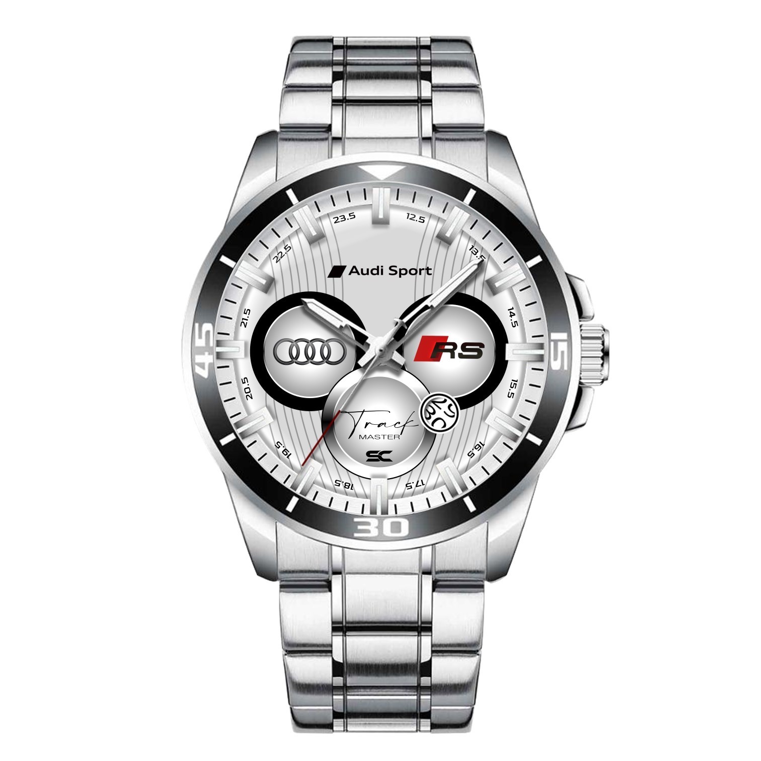 Audi Sport Track Master Chronograph Style Steel Wrist Watch for Lovers