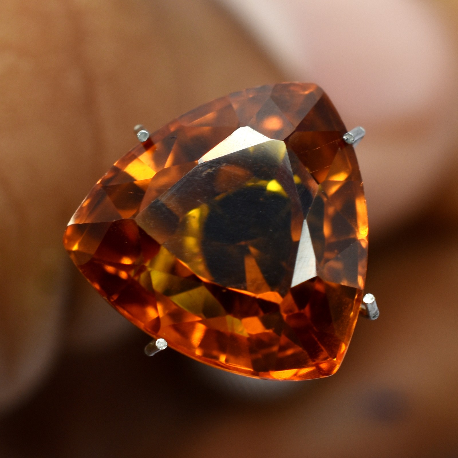 NATURAL Beautiful Orange SAPPHIRE Trillion Cut 10.80 Ct Gemstones CERTIFIED