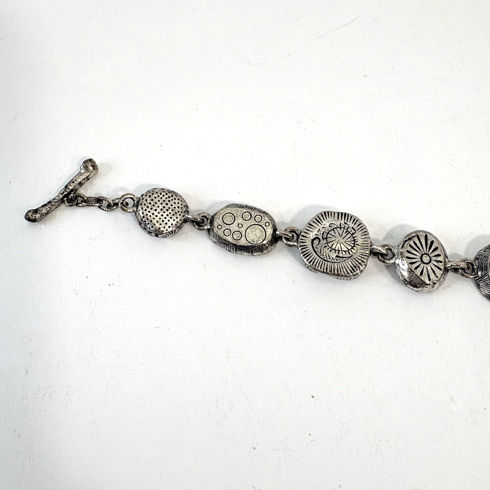 Patricia Locke Bracelet Silver Plate Swarovski Crystals Toggle 7.5″ Signed
