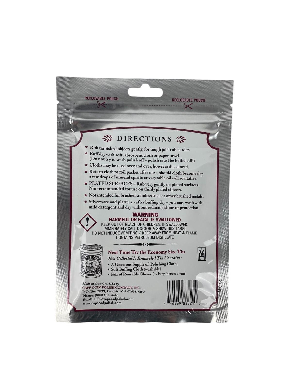 Cape Cod Polishing Cloths for Fine Metals, 2 Clothes Inside, Polish Watches