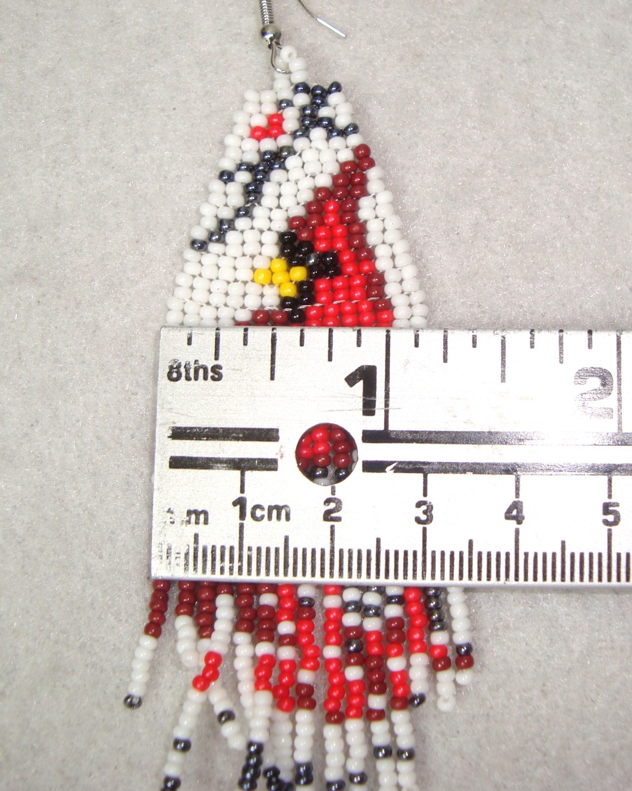 NEW! Handcrafted Red and White Beaded Cardinal Earrings