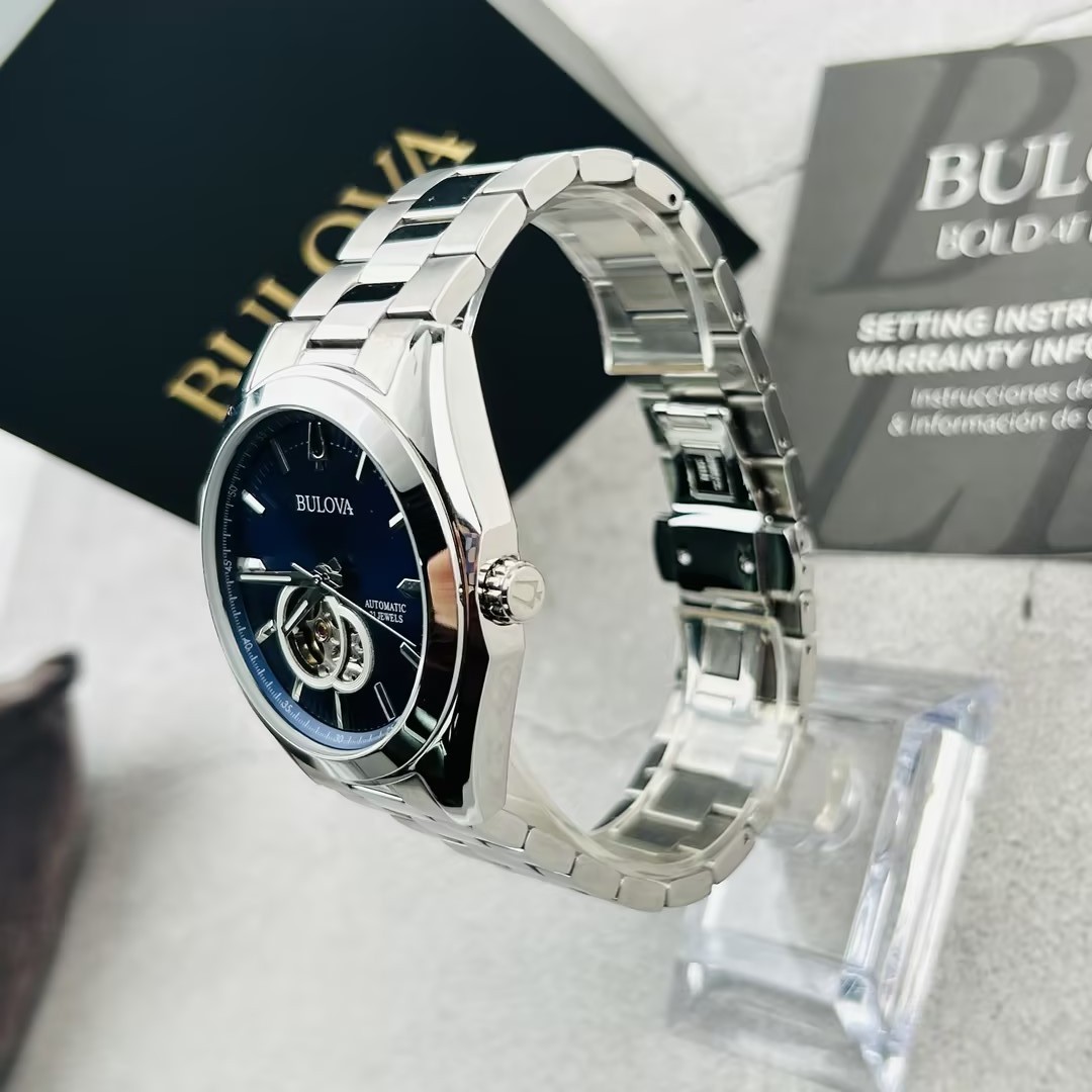 Bulova 96A275 Surveyor Men’s Blue Dial Stainless Steel Strap Automatic Watch