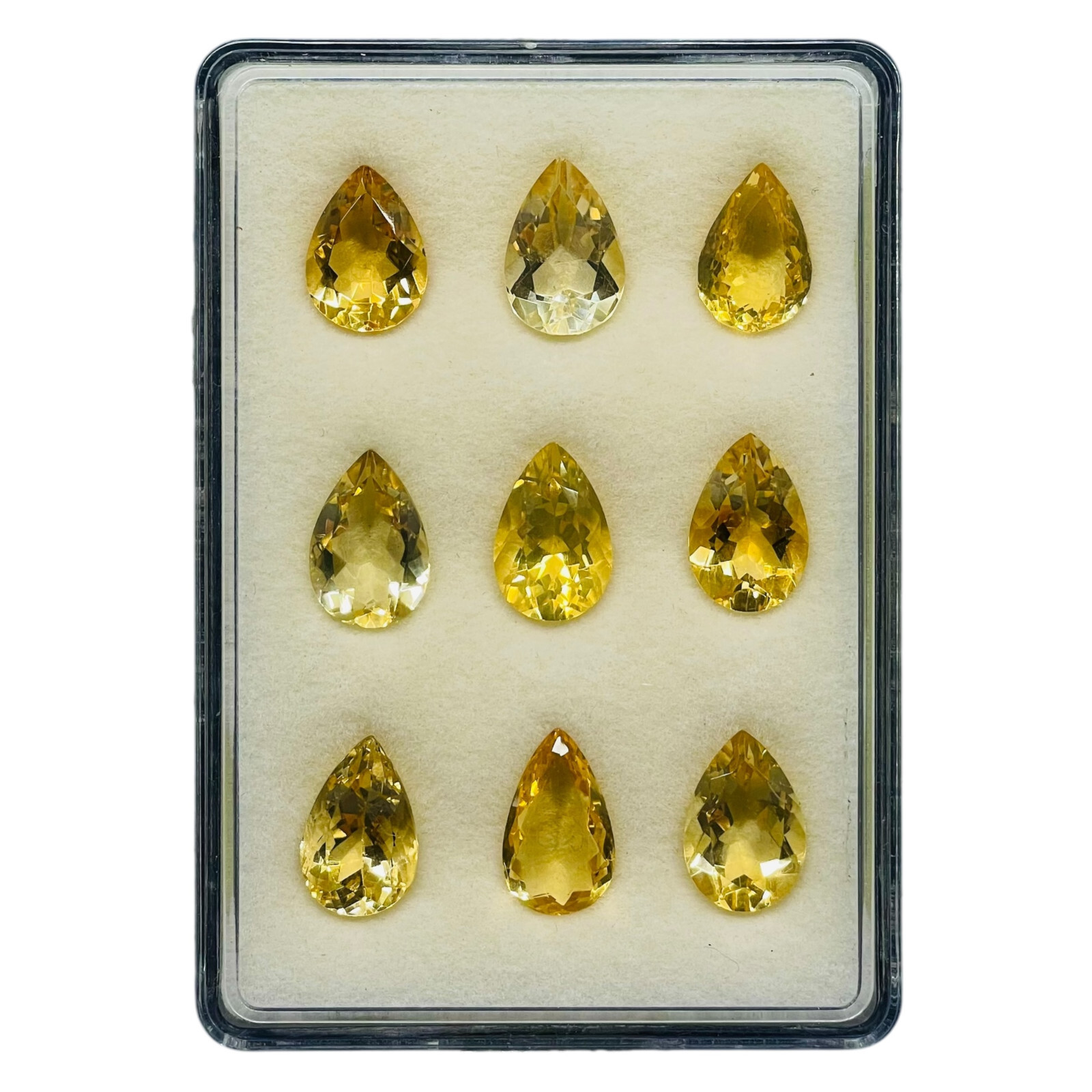 VVS 9 Pcs Natural Citrine 14-15.5mm Pear Cut Loose Untreated Gemstones Lot