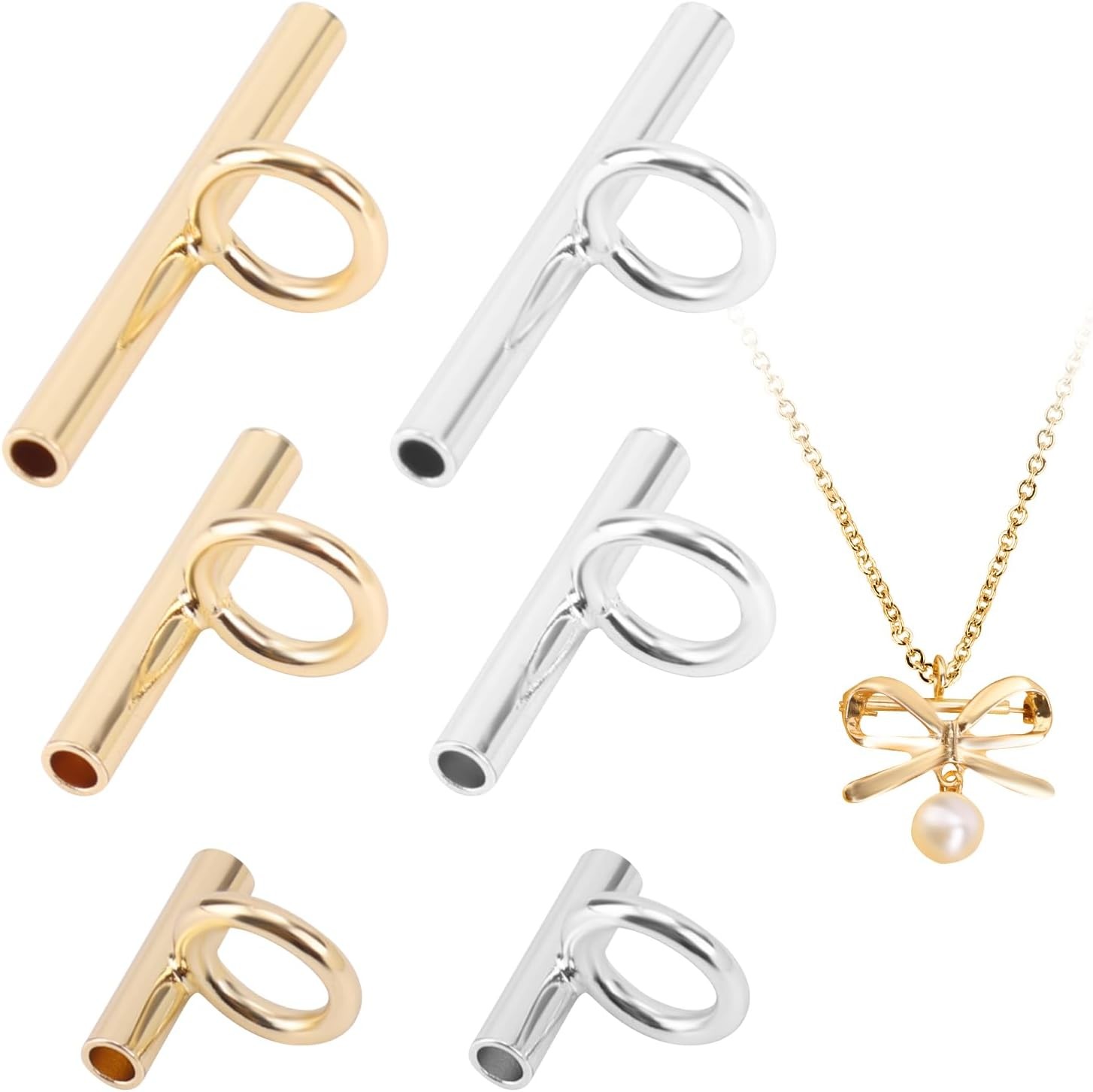 6pcs Pin to Pendant Converters, 8/13/20mm Copper Necklace Adapter for Brooch…