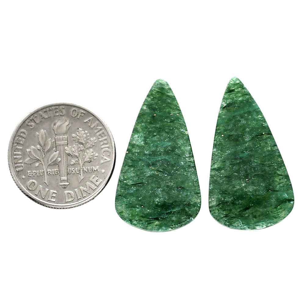 Natural Green Aventurine Pair 14.2×25.5×4 mm Pear Polished Gemstone LS76-04790