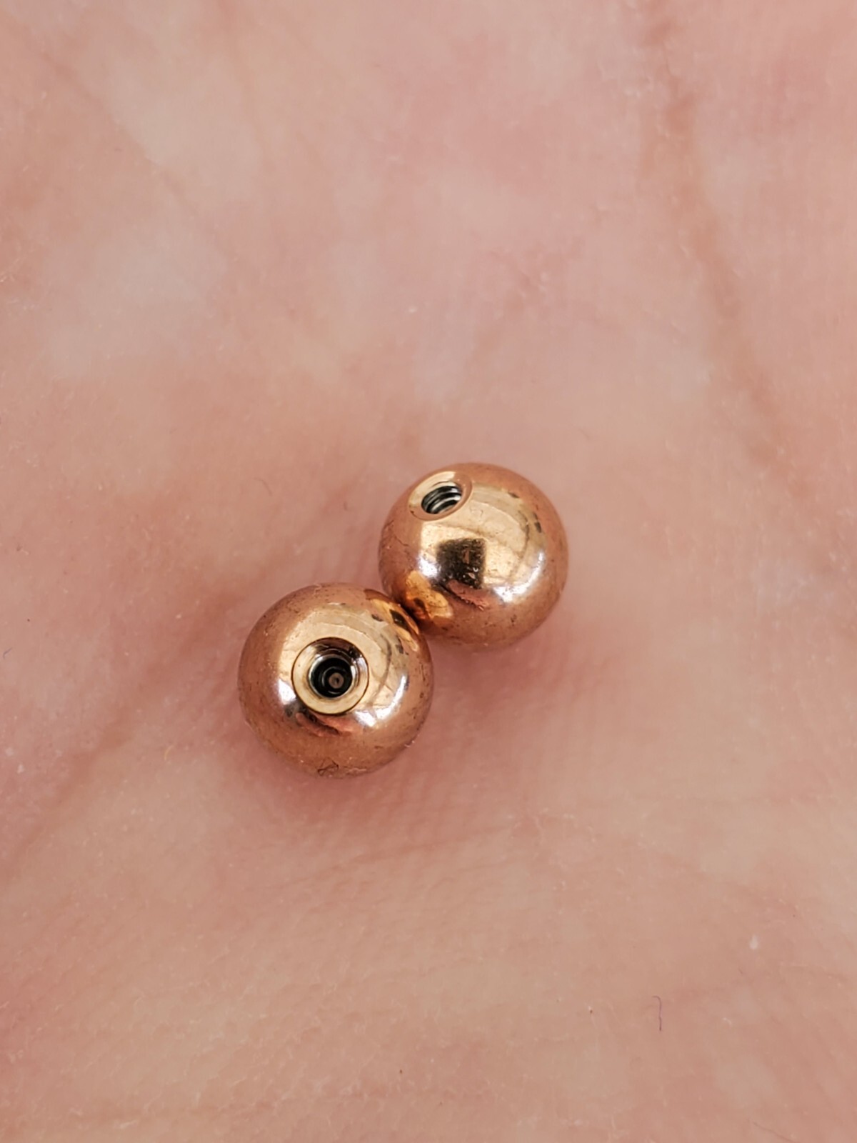 2 Rose Gold Color 18g 16g 14g Externally Threaded Replacement Balls Color