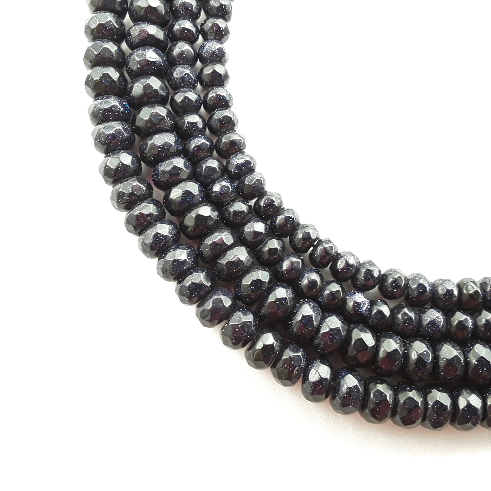 Blue Sandstone Faceted Rondelle Beads Size 4x6mm 5x8mm 6x10mm 15.5″ Strand