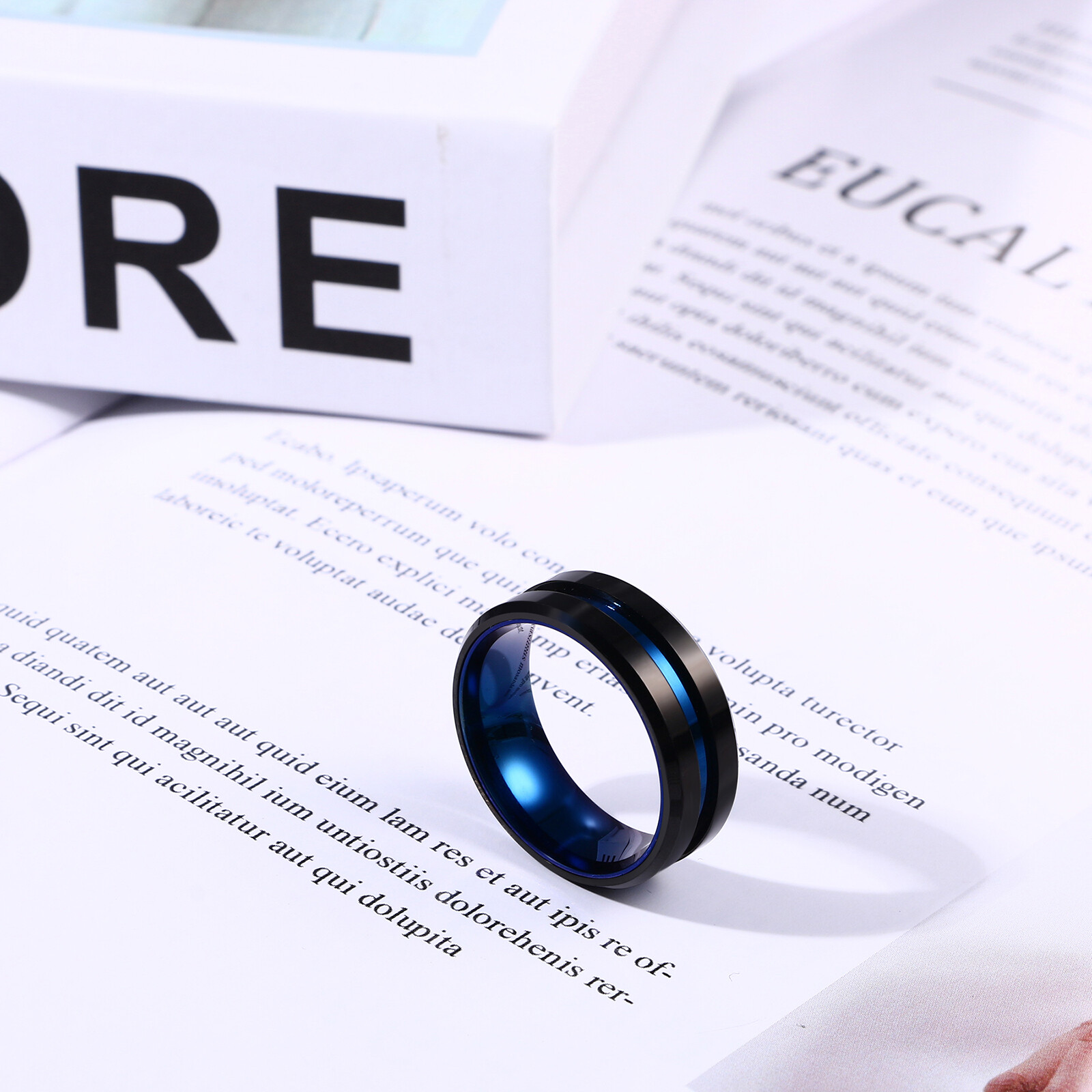 2Pcs His Hers Matching Blue CZ Crown Wedding Rings Stainless Steel Promise Bands