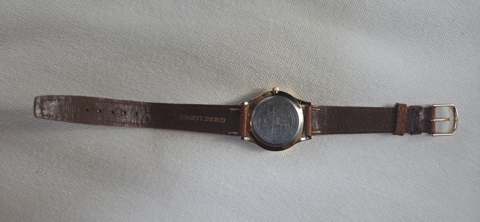 Vtg Timex Moon Phase Date Watch Unisex Gold Tone New Tan Leather Band Men’s