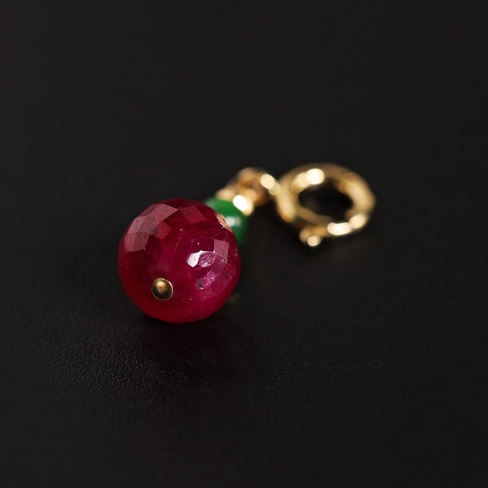 18K Gold Ruby Jadeite Pendant, Red & Green Charm Necklace, Fine Jewelry Gift