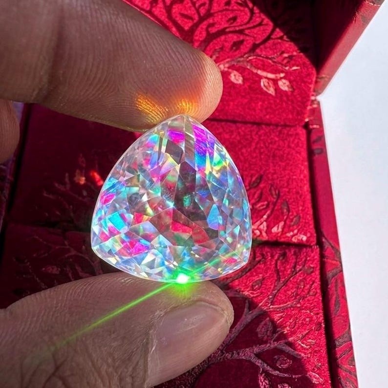 Natural Mystic Rainbow Topaz 50.70 Ct Trillion Cut Certified Loose Jewelry Gem