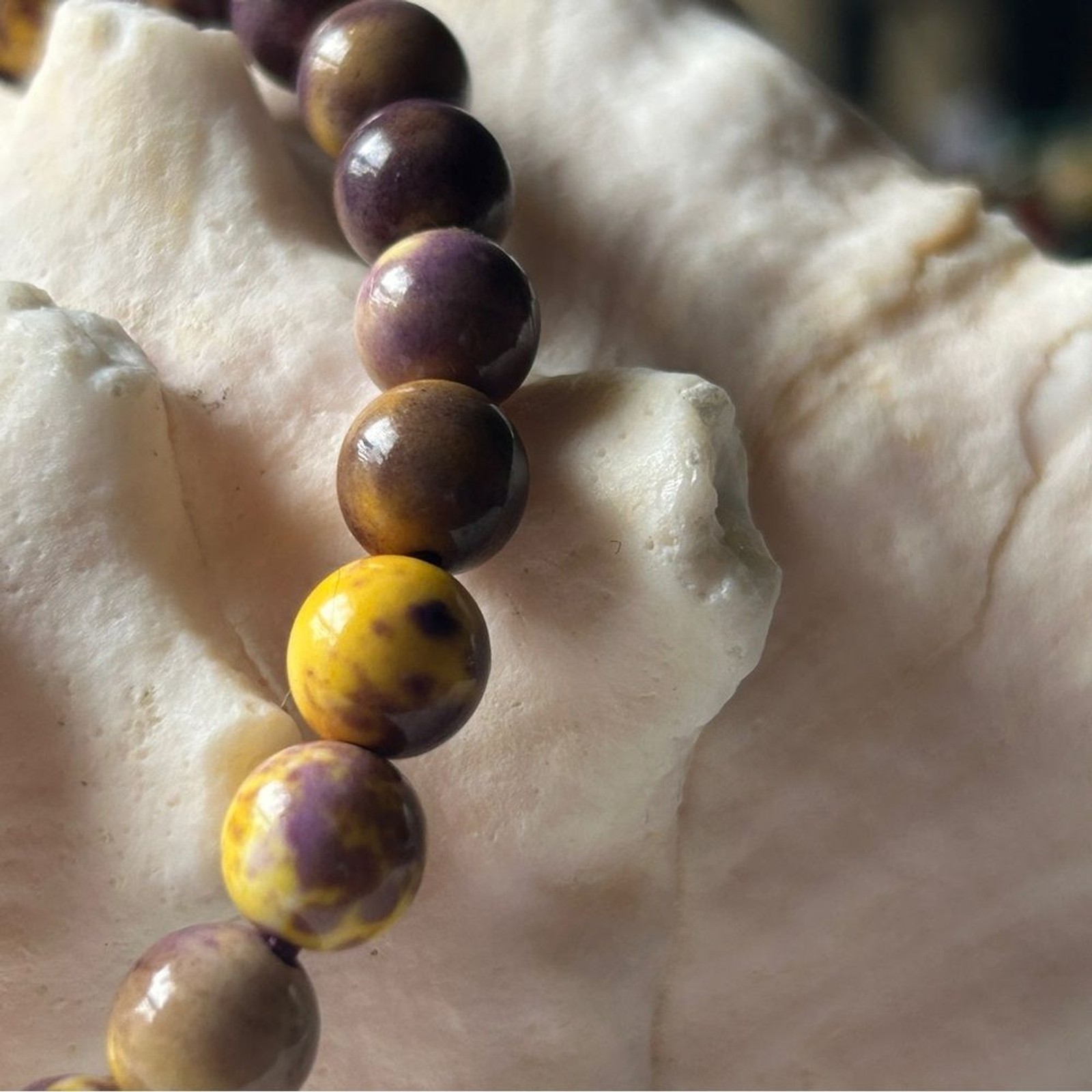 Purple and Yellow mixed color jade Beaded Bracelet 8mm fits 15-17cm wrist