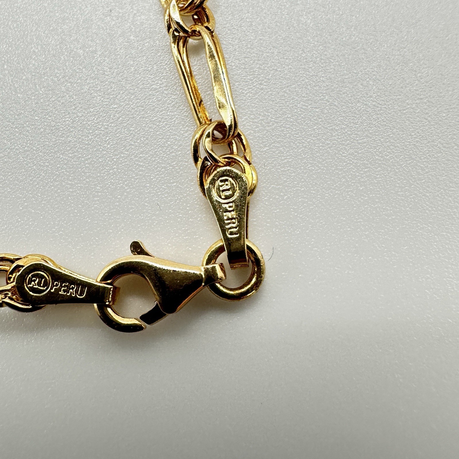 10K Solid Yellow Gold 7.5” Figaro Link Bracelet RL Peru 1.23g