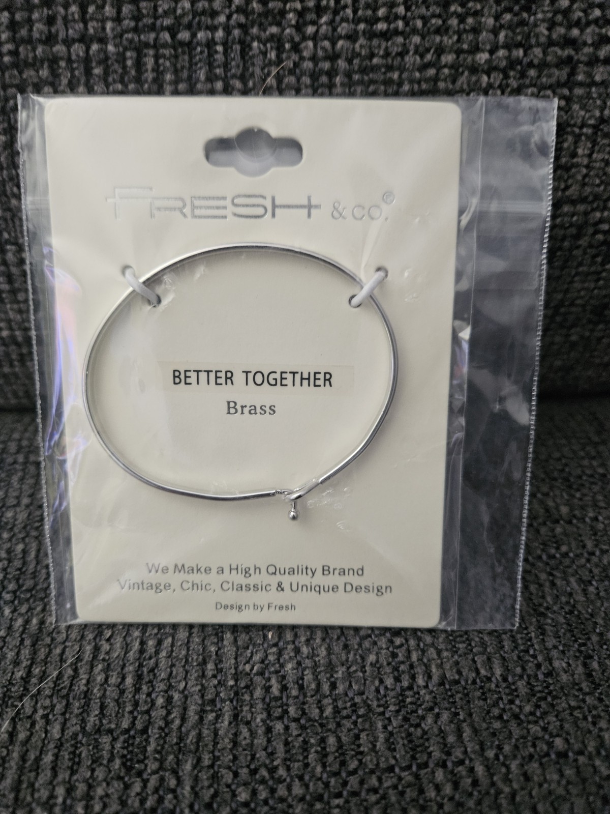 New Fresh And Company” Stronger Together” Brass Bracelet Silver. A5
