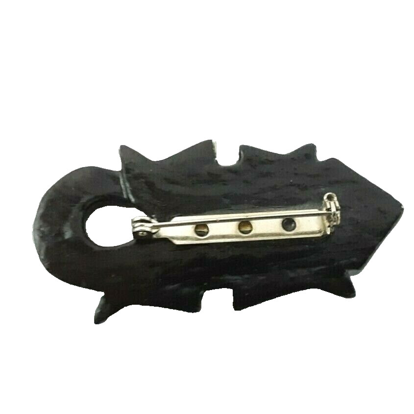Large Vintage 1980’s Hand Carved & Painted Balsa Wood Salamander Brooch Pin Art