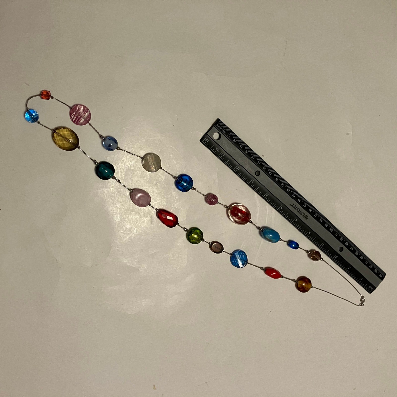 Colorful Resin Bead Statement Necklace Long Boho Artisian Fashion Jewelry