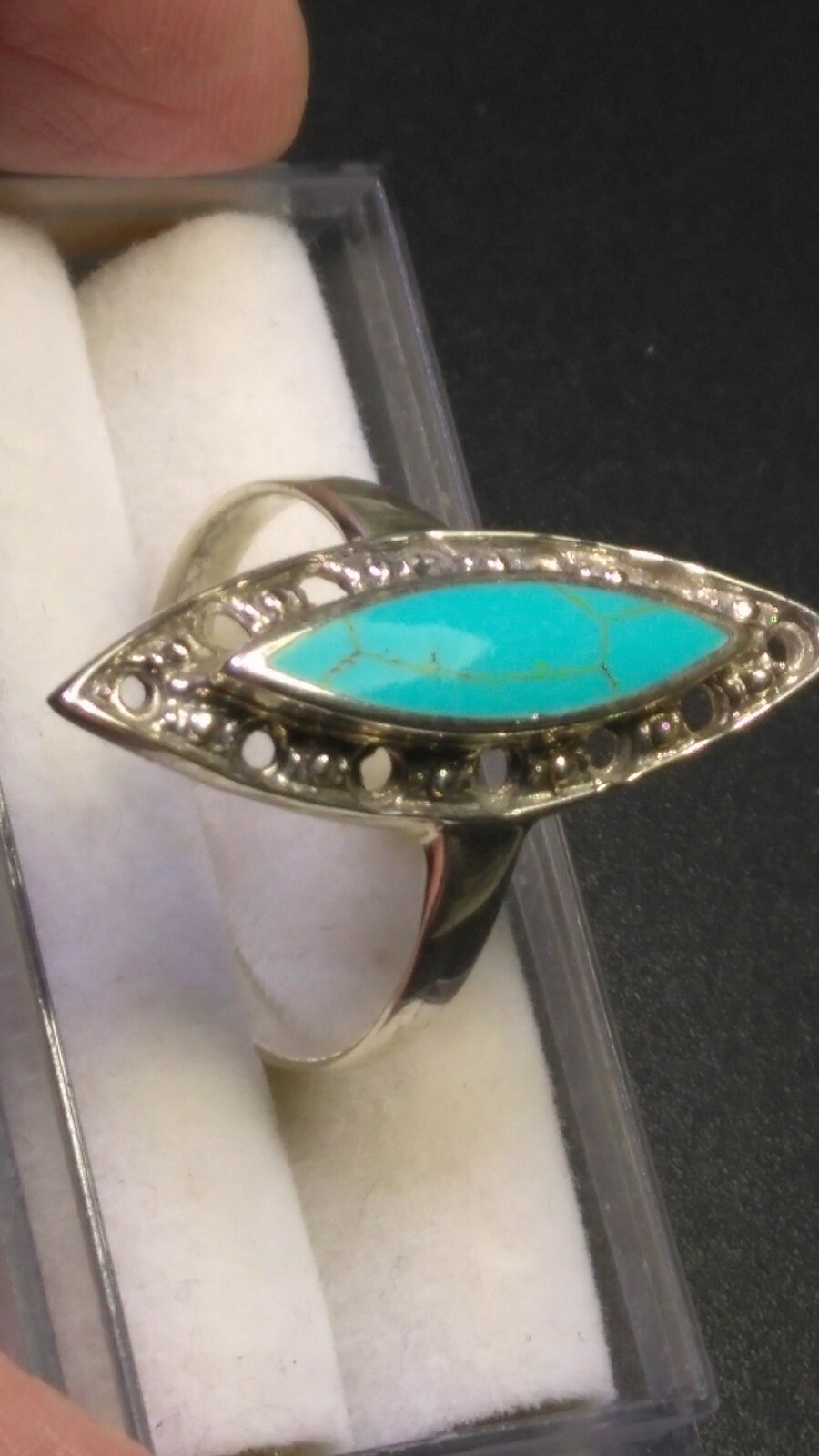 AESTHETIC NATURAL TURQUOISE IN STERLING SILVER.925 RING SIZE 8.75-9.0!