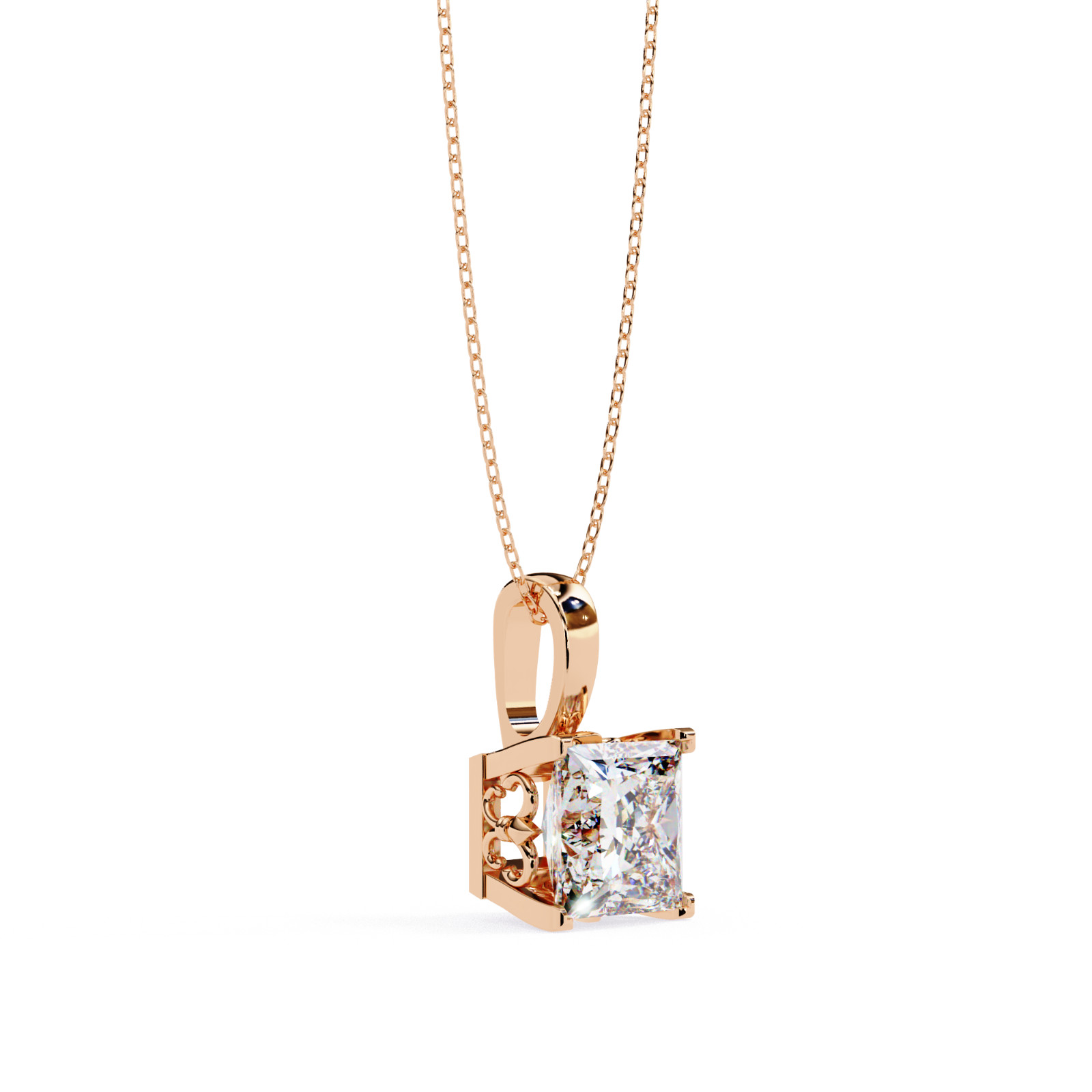 Beautiful Princess Diamond Pendant Made In 14 KT Gold Studded With Lab Created
