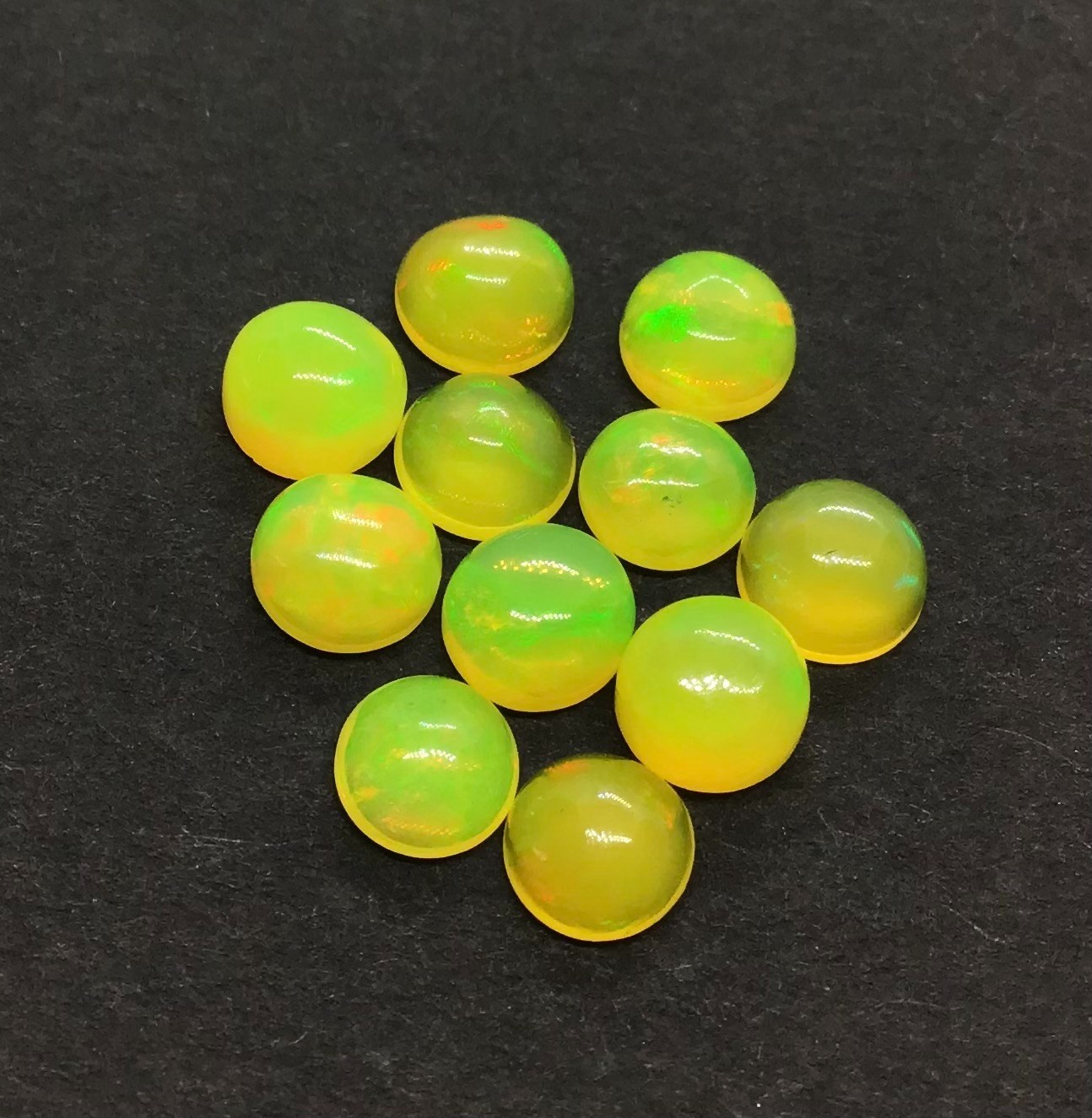 Opal Round Flat Back AAA Natural Ethiopian Yellow Loose Gemstone For All Jewelry