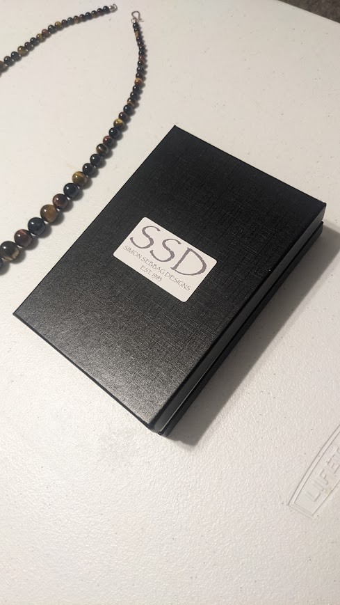 Simon Sebbag Tiger Eye Necklace with Original Box – Amber/Brown/Dark tones