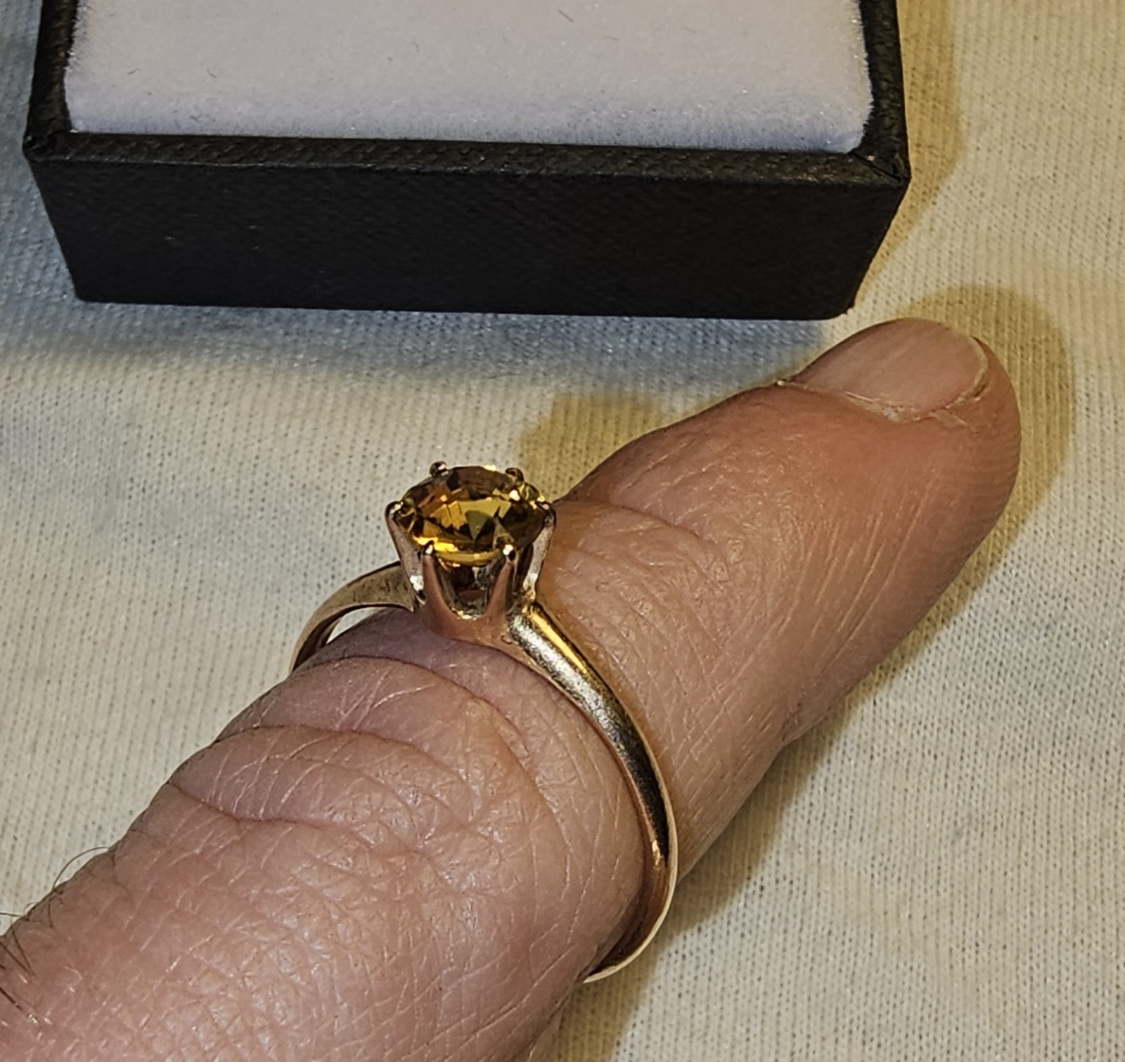 Late 18th Century Ostby & Barton Round Yellow Topaz Solitair, 10k Rose Gold