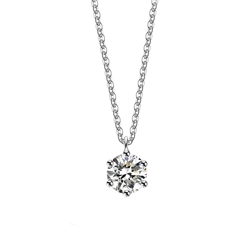 925 Sterling Silver Plated Necklace – Sparkling Zircon Clavicle Chain Jewelry