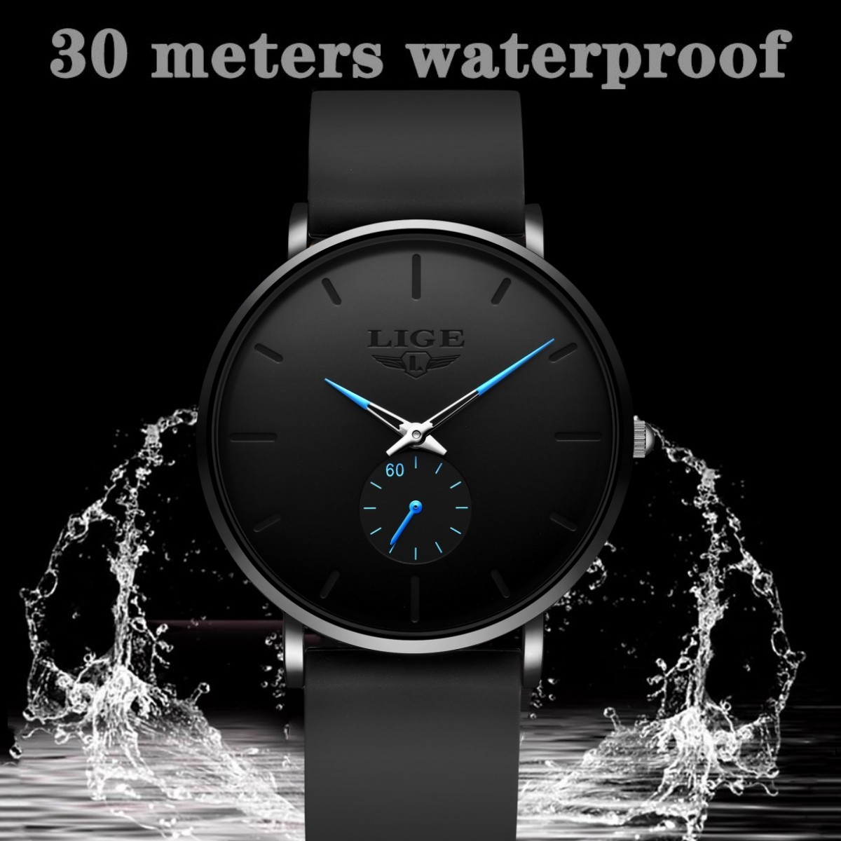 Men Watch Ultra-thin Quartz Second Dial Waterproof Daily Man Wristwatch Boxed